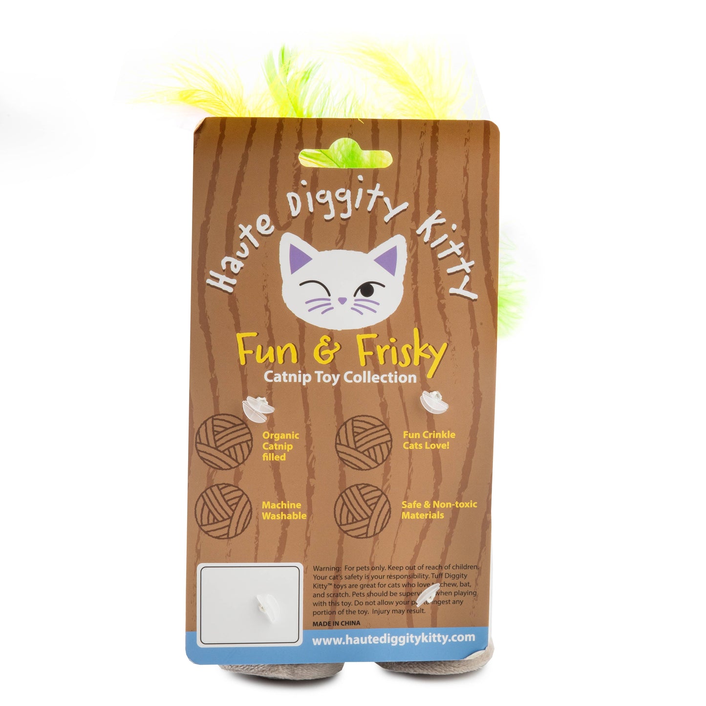 White Paw Catnip Toys with Feathers