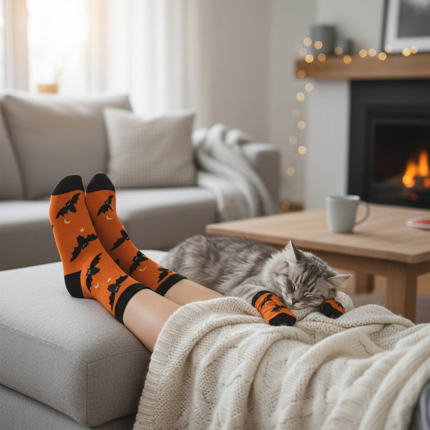 Matching Pet & Human Fun Socks - Bat Moon