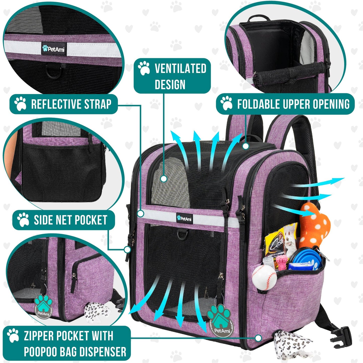 Ultimate 4 Way Entry Pet Carrier Backpack: Heather Navy / One Size - 14.5" x 11.5" x 18" (LxWxH)