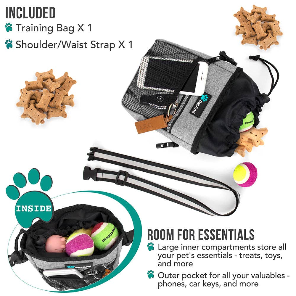 Everyday Dog Treat Training Pouch Bag: Heather Gray / One Size - 7" x 6.8" x 2.5" (LxWxH)