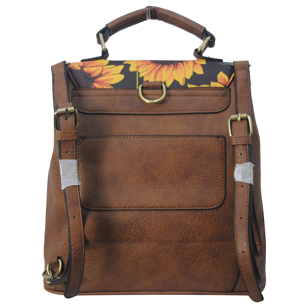 Sunflower Faux Leather NGIL Buckle Backpack