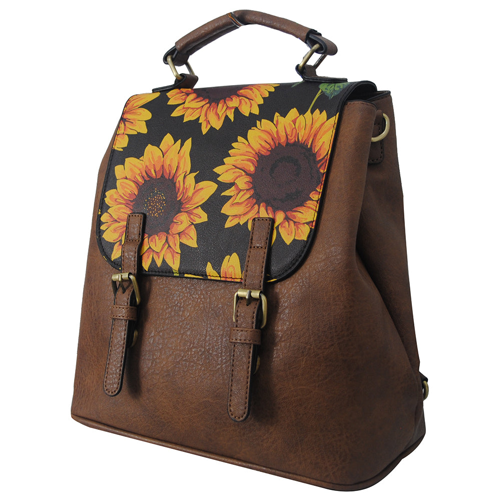 Sunflower Faux Leather NGIL Buckle Backpack