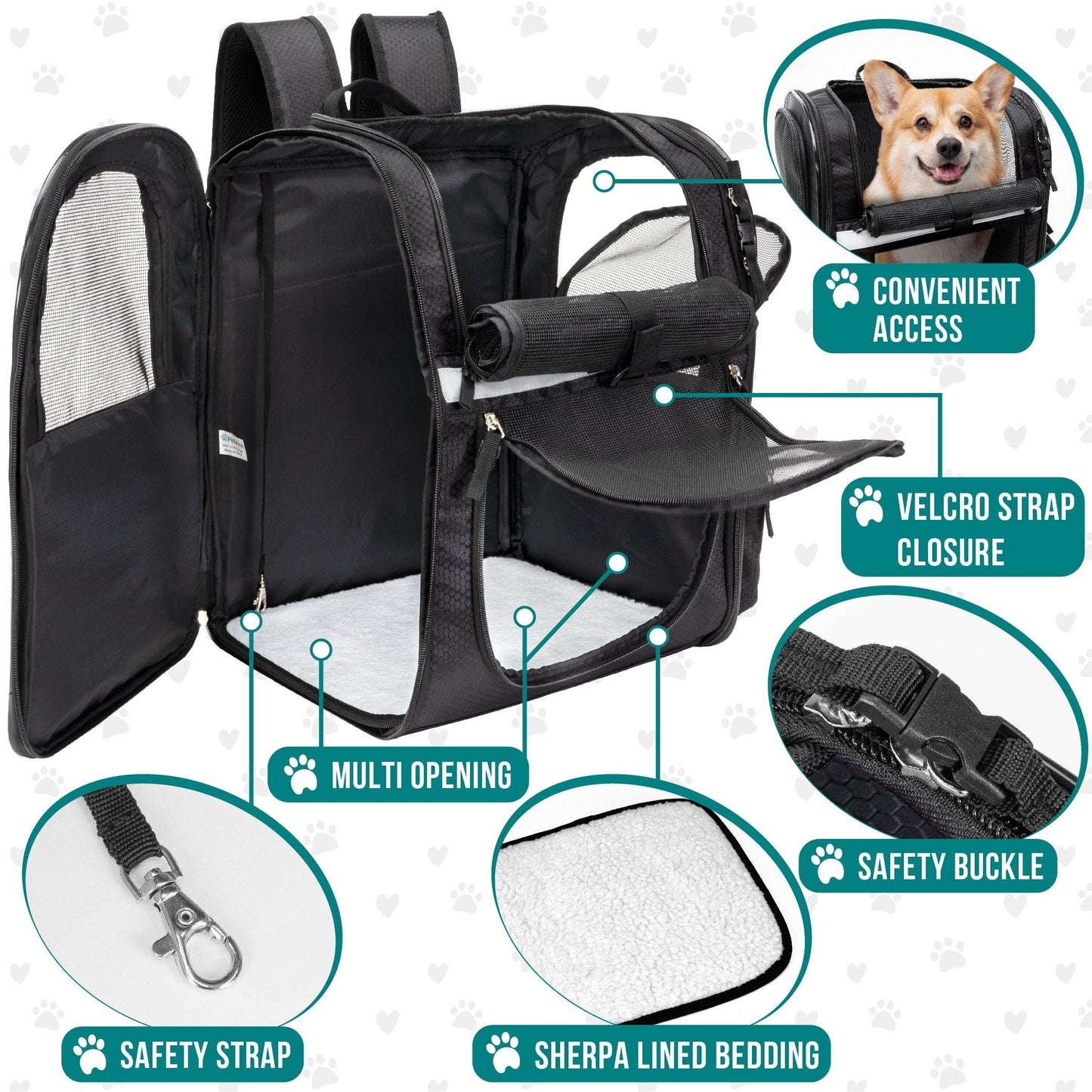 Ultimate 4 Way Entry Pet Carrier Backpack: Heather Purple / One Size - 14.5" x 11.5" x 18" (LxWxH)
