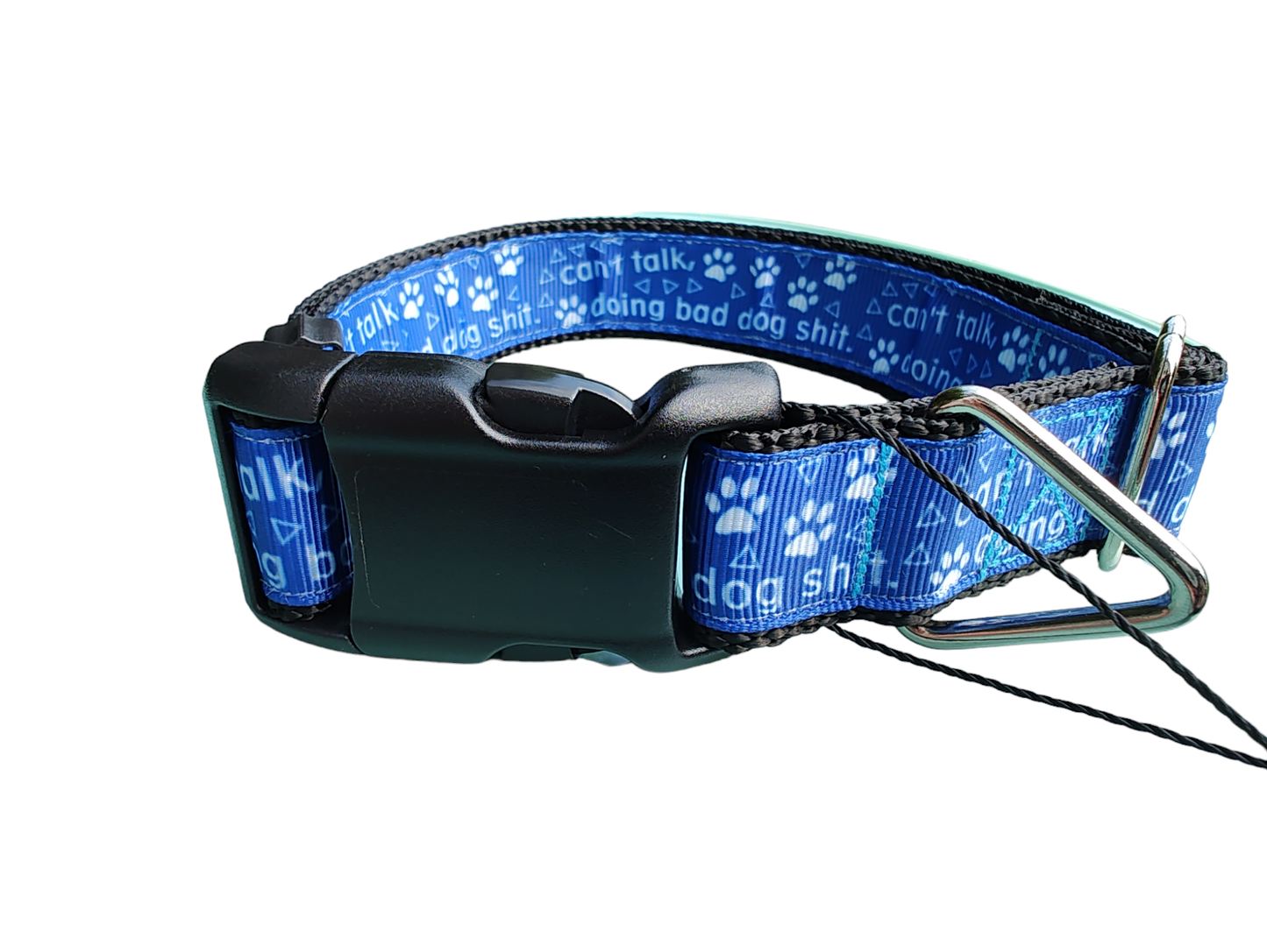 Can't Talk, Doing Bad Dog Shit Black Nylon Dog Collar MD, LG, XL, Leash: Medium