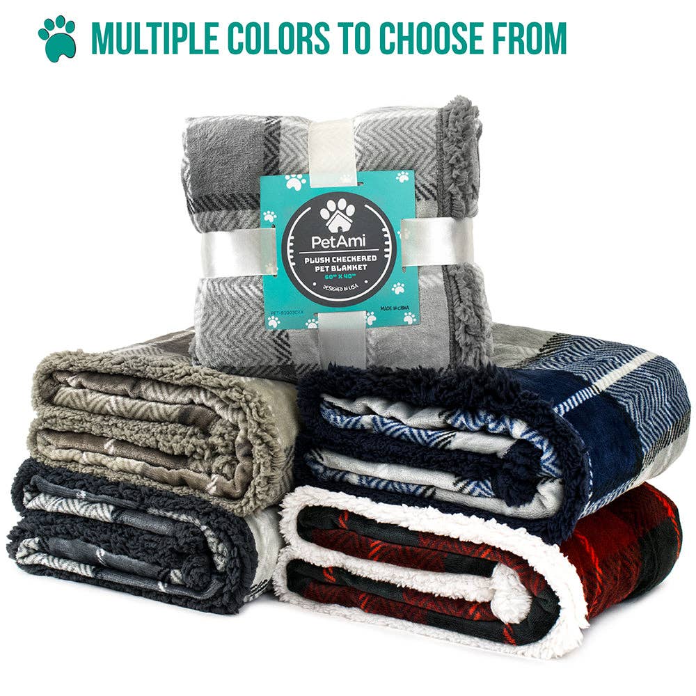 Fleece Pet Blanket: Plaid Red / X-Large - 60" x 80"