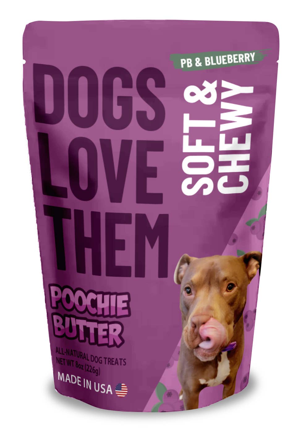 Peanut Butter & Blueberry Soft Chewy Dog Treats 8oz