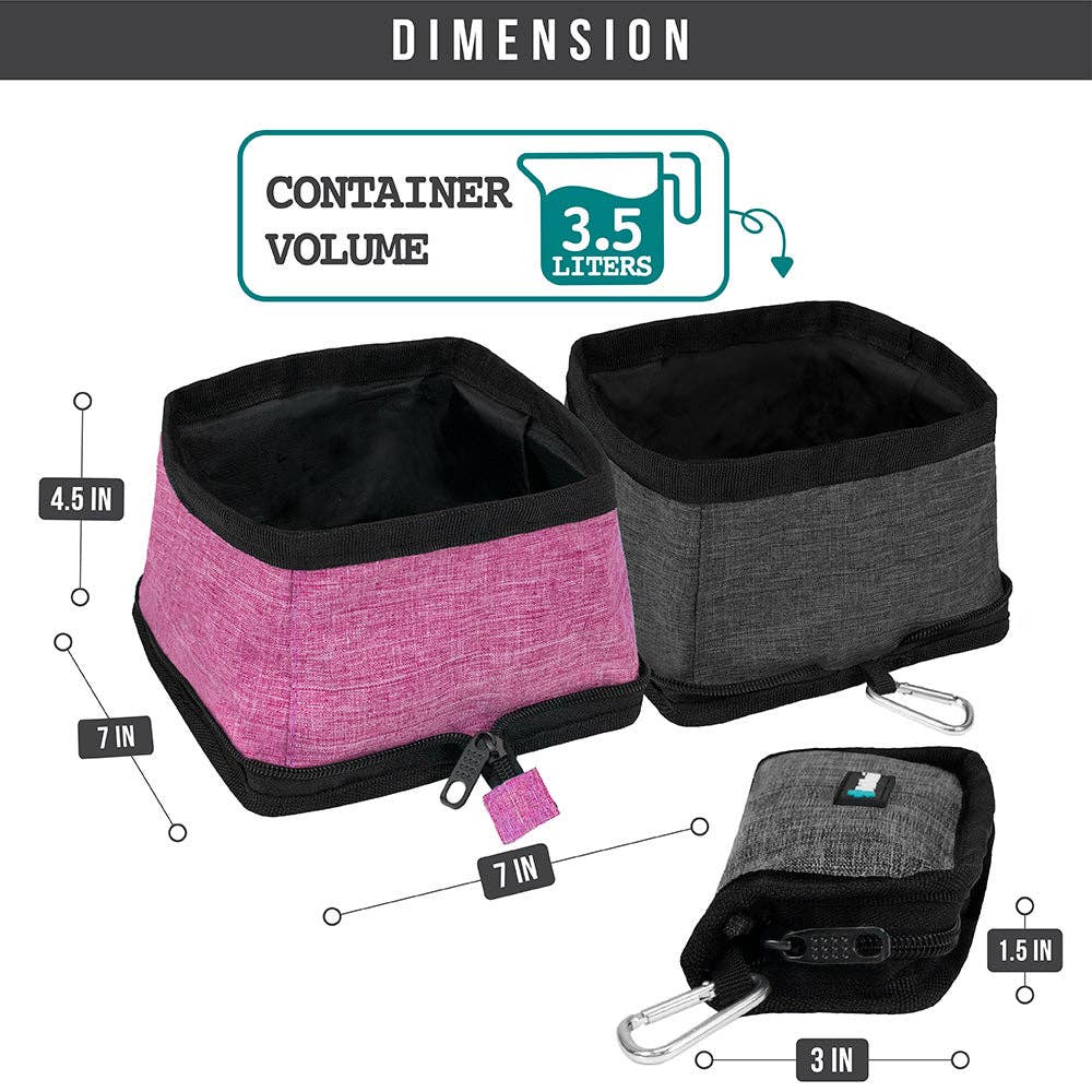 Classic Collapsible Pet Travel Bowls: Heather Purple & Charcoal / 2 Bowls - 3.5L / each