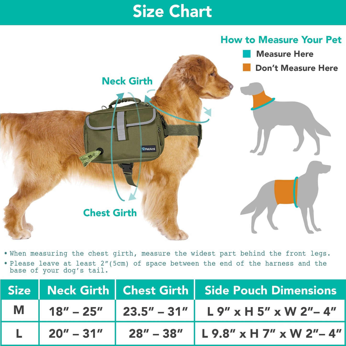 Deluxe Dog Harness Saddle Bag Backpack: Green / Medium
