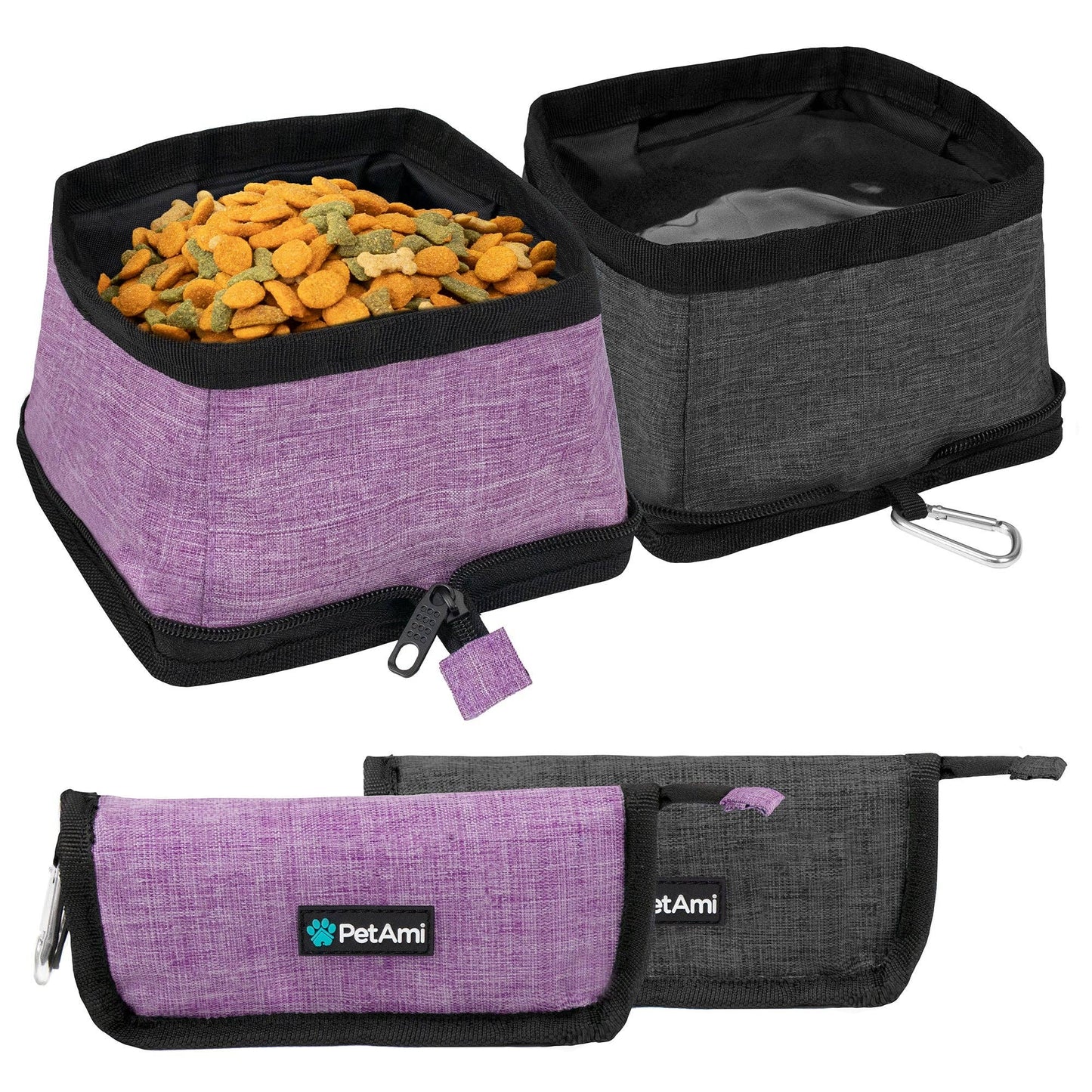 Classic Collapsible Pet Travel Bowls: Heather Gray & Charcoal / 2 Bowls - 3.5L / each