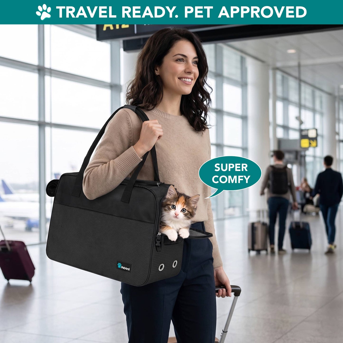 Stylish Handbag Purse Pet Carrier: Polka Dot Black / One Size - 17" x 8" x 11" (LxWxH)
