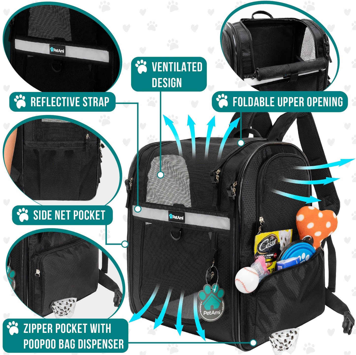 Ultimate 4 Way Entry Pet Carrier Backpack: Heather Gray / One Size - 14.5" x 11.5" x 18" (LxWxH)