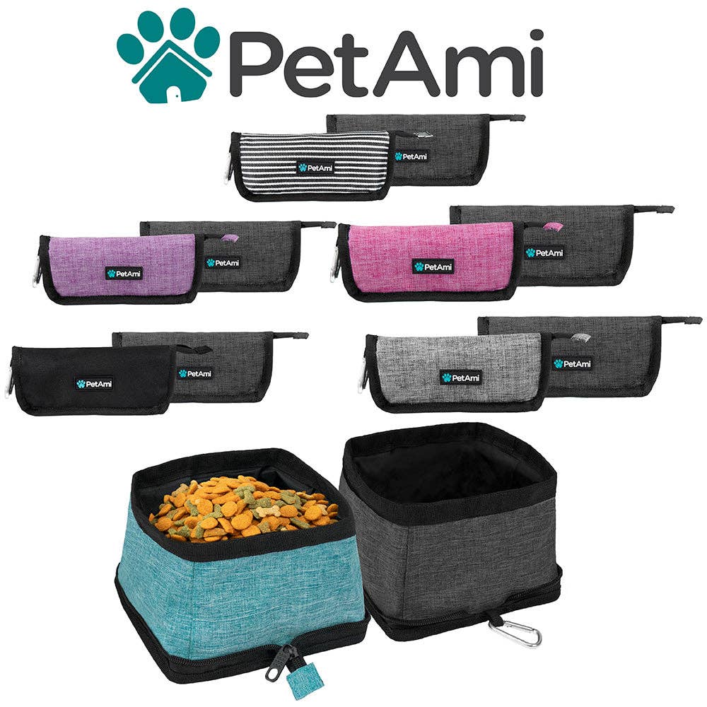 Classic Collapsible Pet Travel Bowls: Heather Gray & Charcoal / 2 Bowls - 3.5L / each