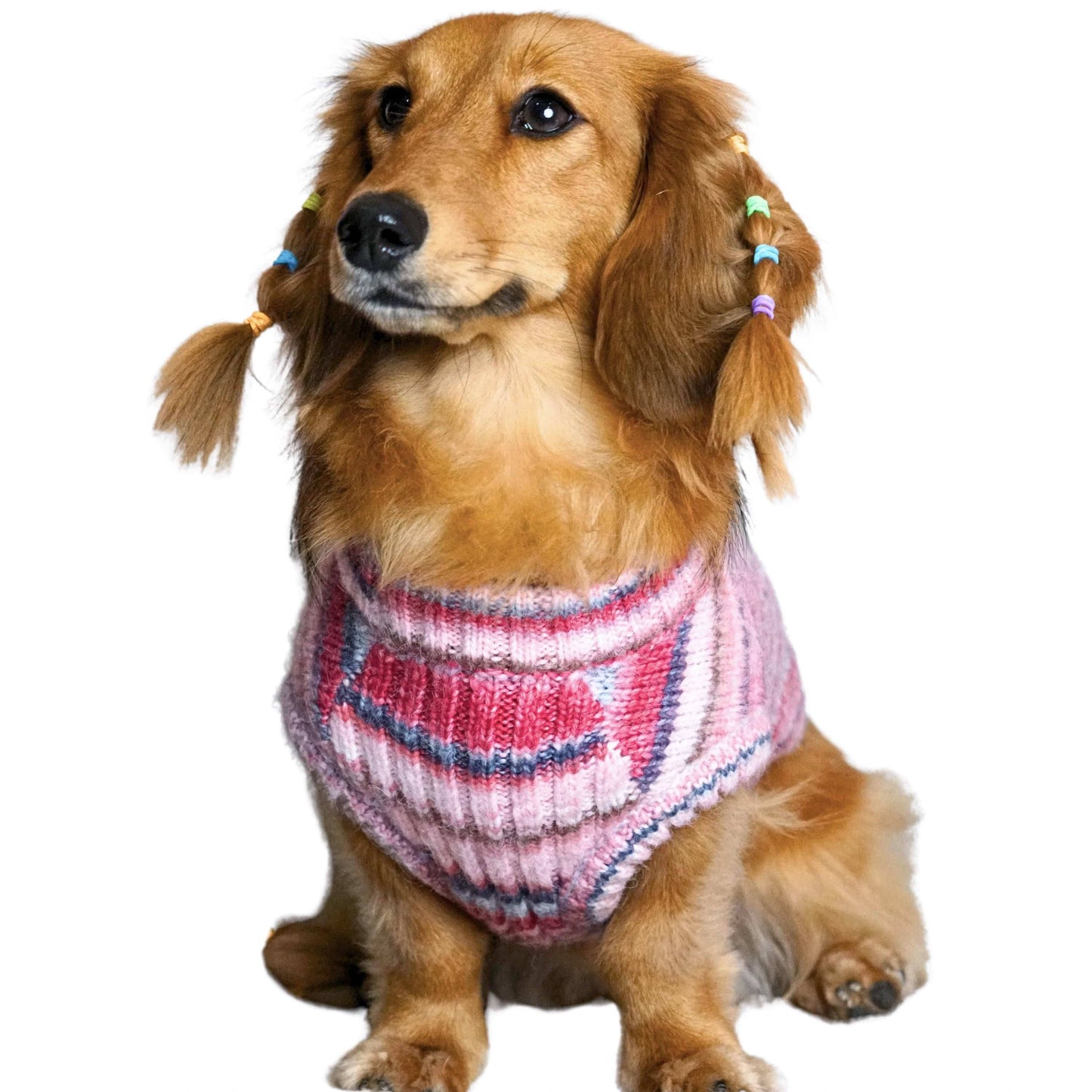 Custom-knit & Dyed Cozy Soft Gradient Yarn Crew Neck Sweater: Raspberry Blend / 14”