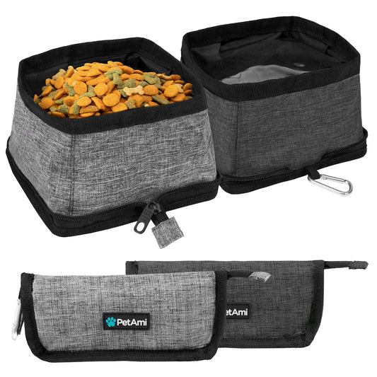 Classic Collapsible Pet Travel Bowls: Heather Gray & Charcoal / 2 Bowls - 3.5L / each