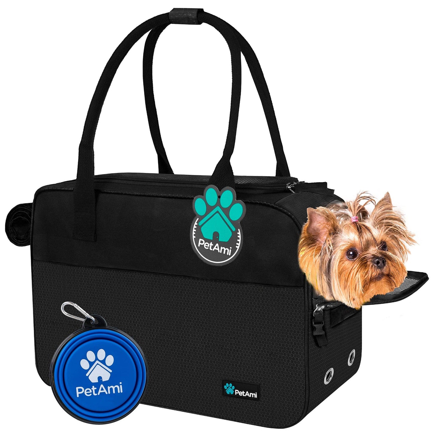Stylish Handbag Purse Pet Carrier: Heather Turquoise / One Size - 17" x 8" x 11" (LxWxH)
