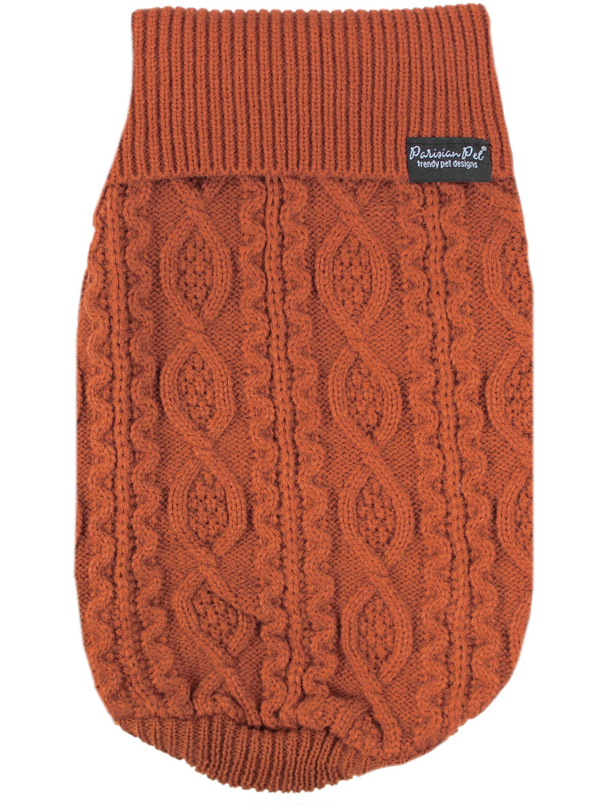 Cable Knit Sweater Terracotta – Trendy Winter Pet Wear: S