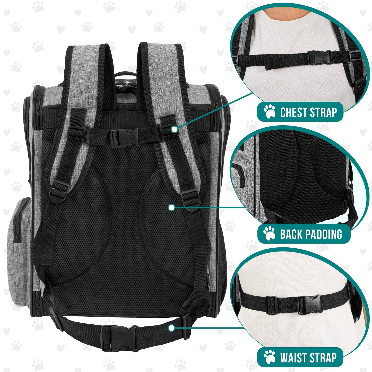Ultimate 4 Way Entry Pet Carrier Backpack: Heather Navy / One Size - 14.5" x 11.5" x 18" (LxWxH)