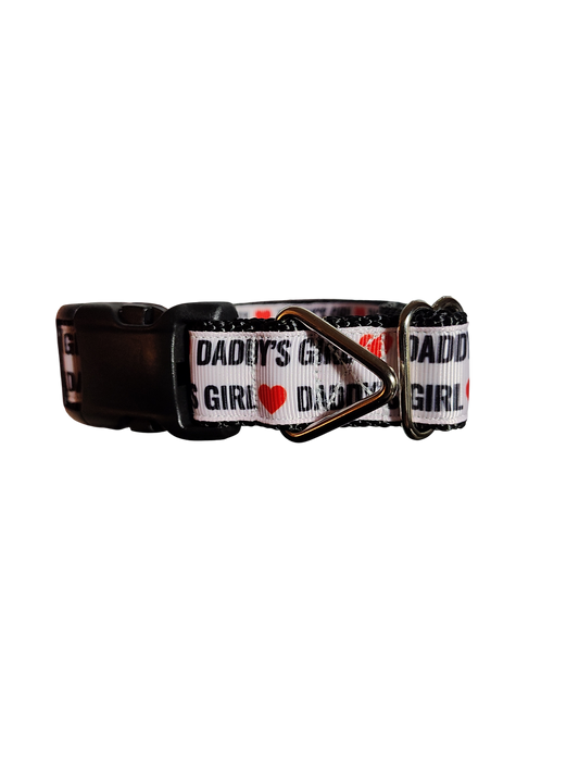 Daddy's Girl Nylon Dog Collar: Metal Buckle / 6 Ft Leash