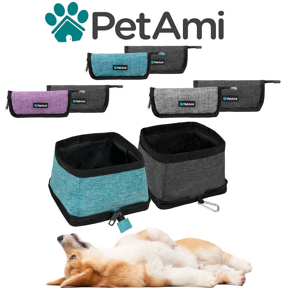 Classic Collapsible Pet Travel Bowls: Heather Gray & Charcoal / 2 Bowls - 3.5L / each