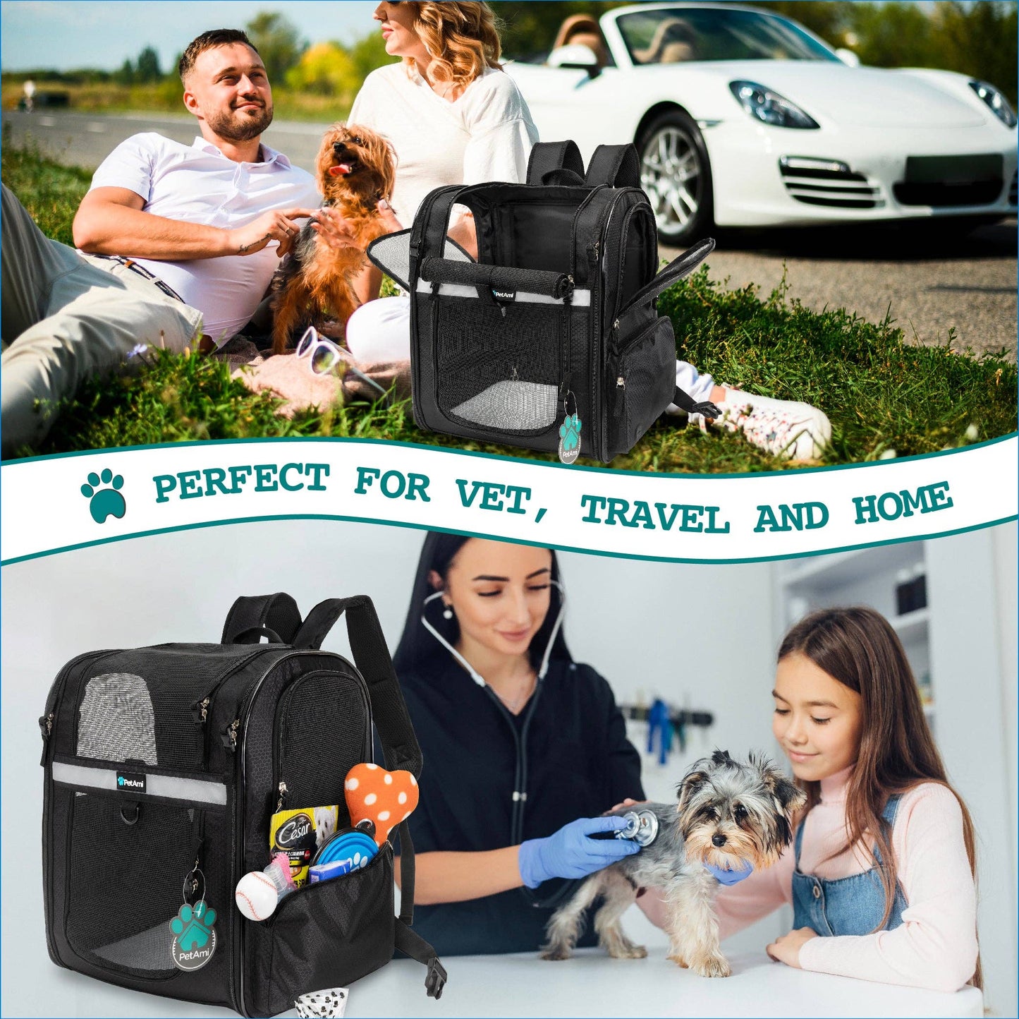 Ultimate 4 Way Entry Pet Carrier Backpack: Heather Purple / One Size - 14.5" x 11.5" x 18" (LxWxH)