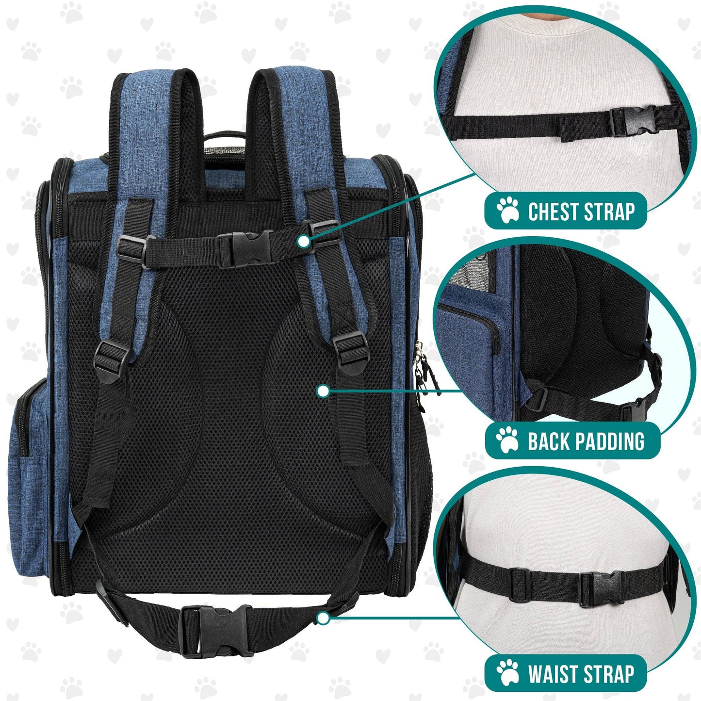 Ultimate 4 Way Entry Pet Carrier Backpack: Heather Purple / One Size - 14.5" x 11.5" x 18" (LxWxH)