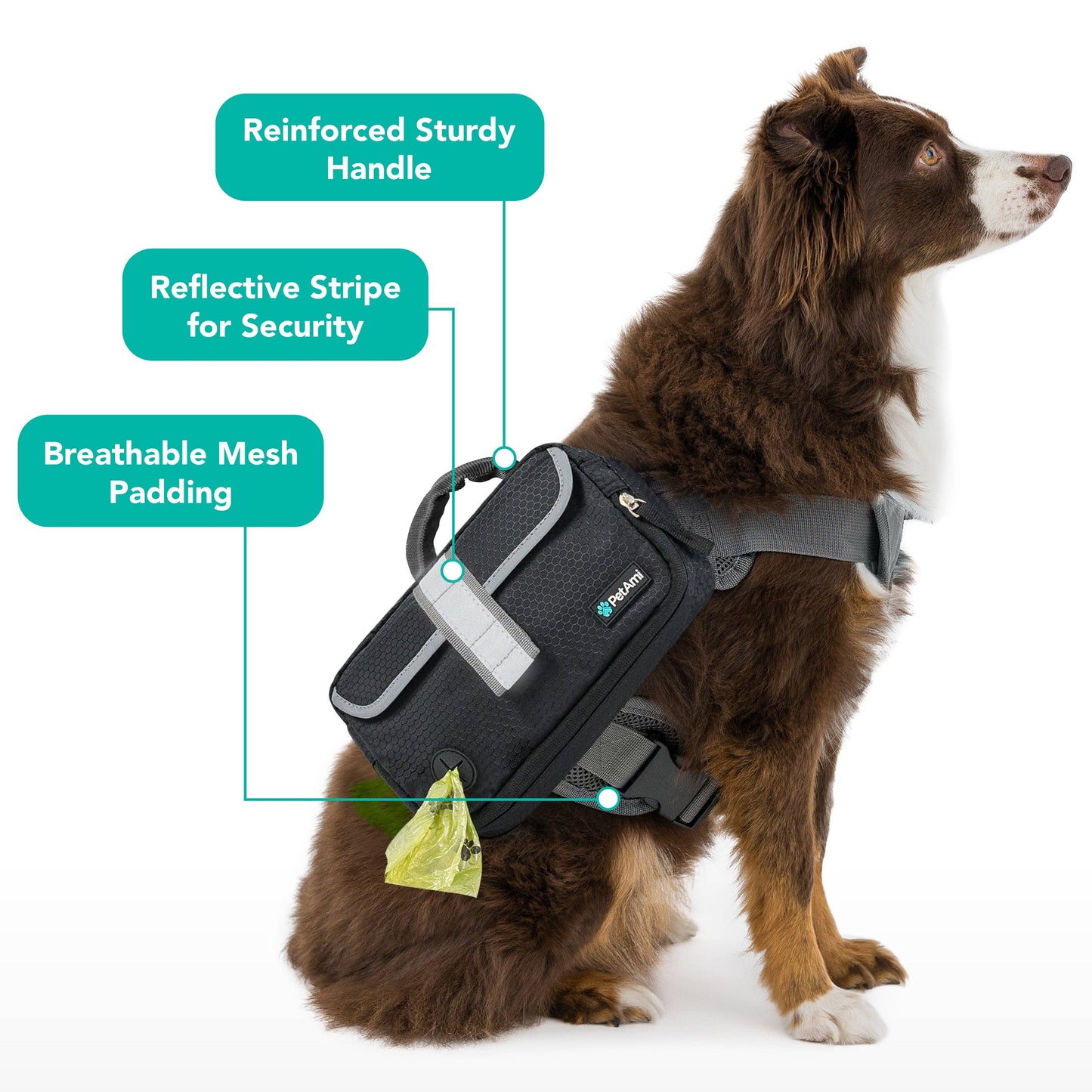 Deluxe Dog Harness Saddle Bag Backpack: Tan / Medium