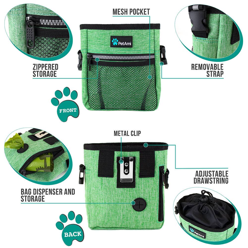 Everyday Dog Treat Training Pouch Bag: Heather Turquoise / One Size - 7" x 6.8" x 2.5" (LxWxH)