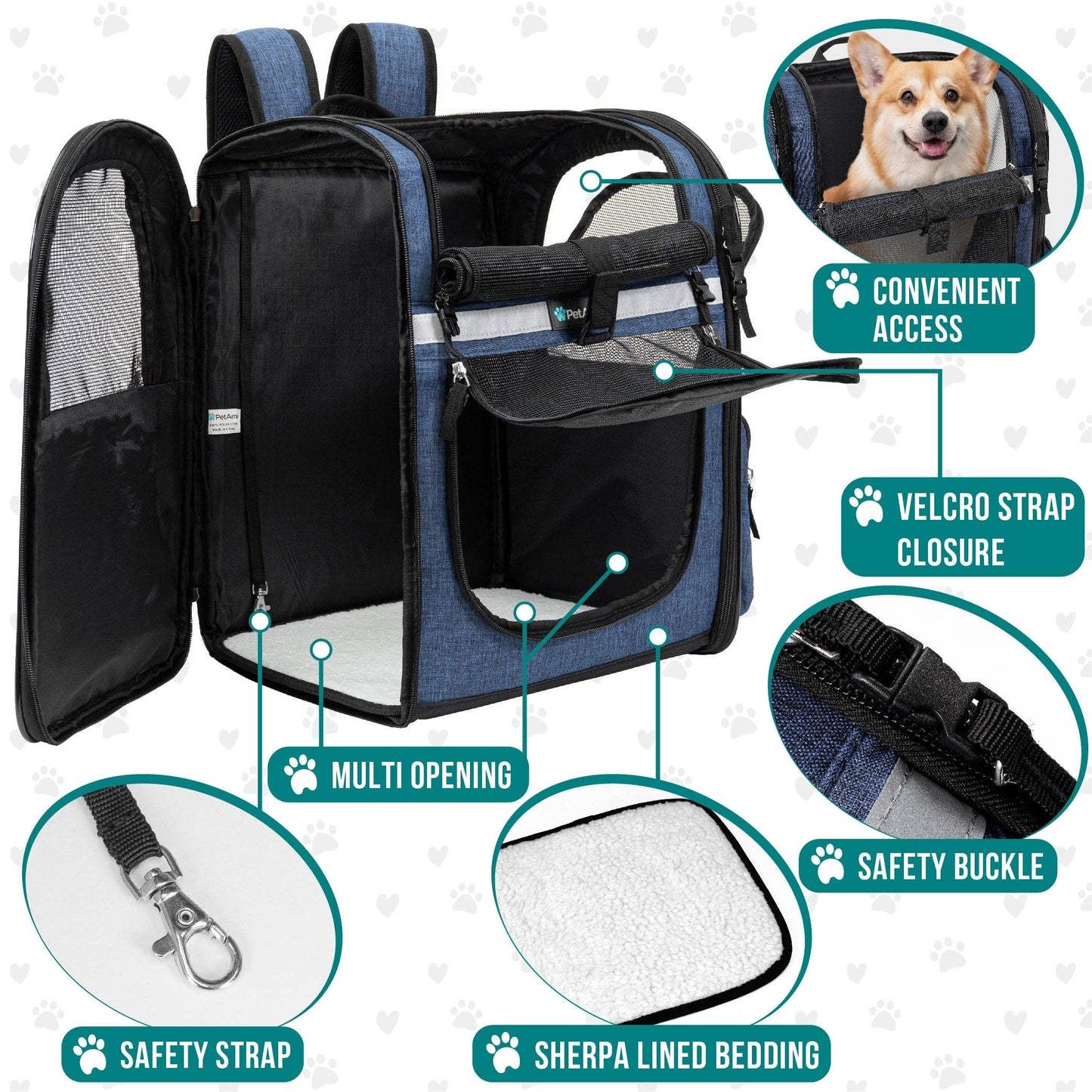 Ultimate 4 Way Entry Pet Carrier Backpack: Heather Purple / One Size - 14.5" x 11.5" x 18" (LxWxH)