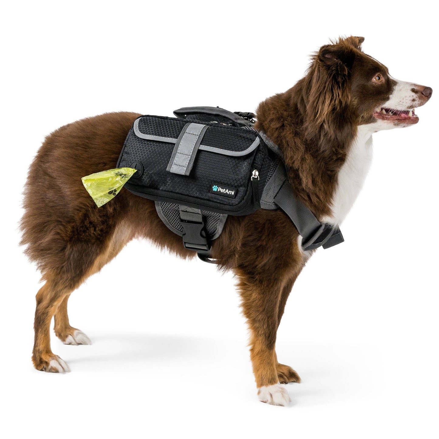 Deluxe Dog Harness Saddle Bag Backpack: Tan / Medium