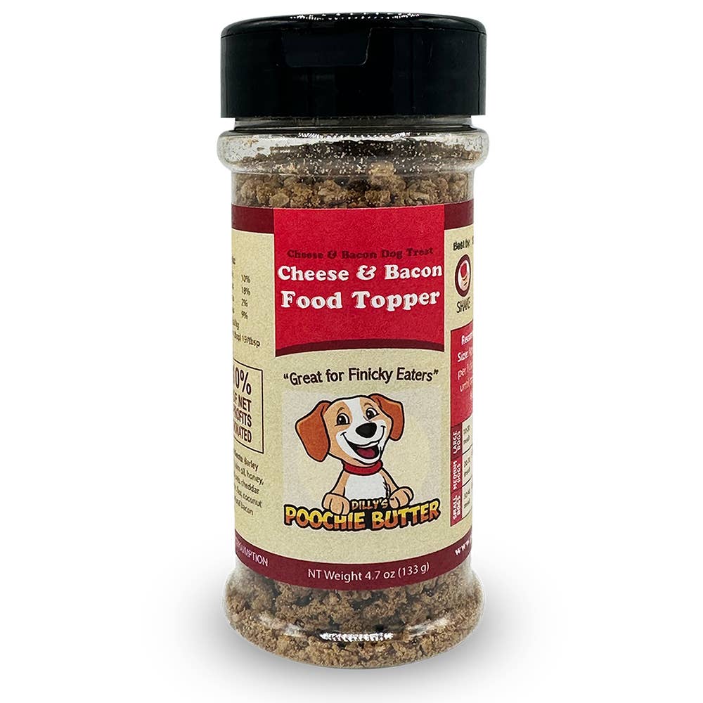Dog Food Topper & Sprinkle Meal Enhancer 3.7oz: Cheese & Bacon