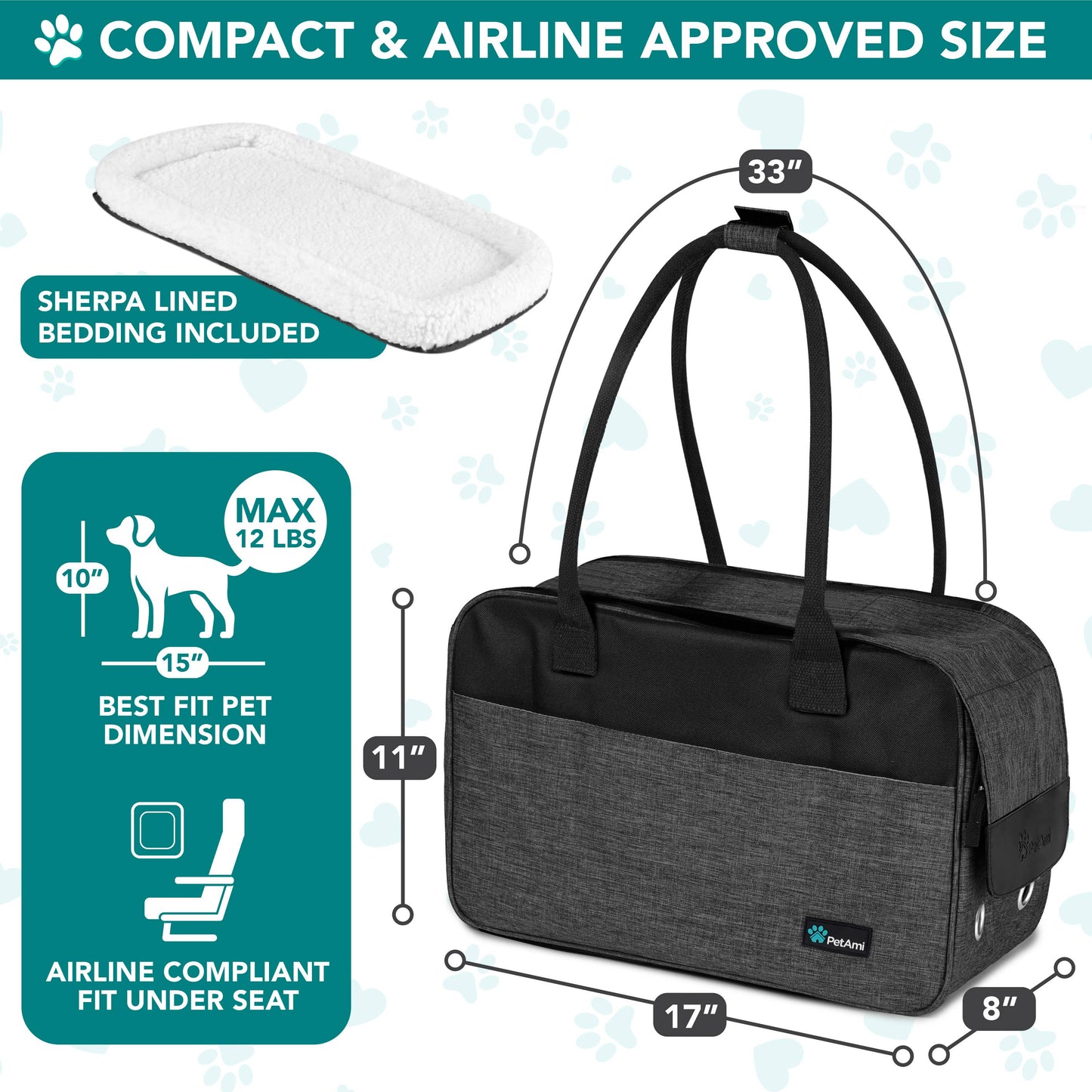 Stylish Handbag Purse Pet Carrier: Polka Dot Black / One Size - 17" x 8" x 11" (LxWxH)