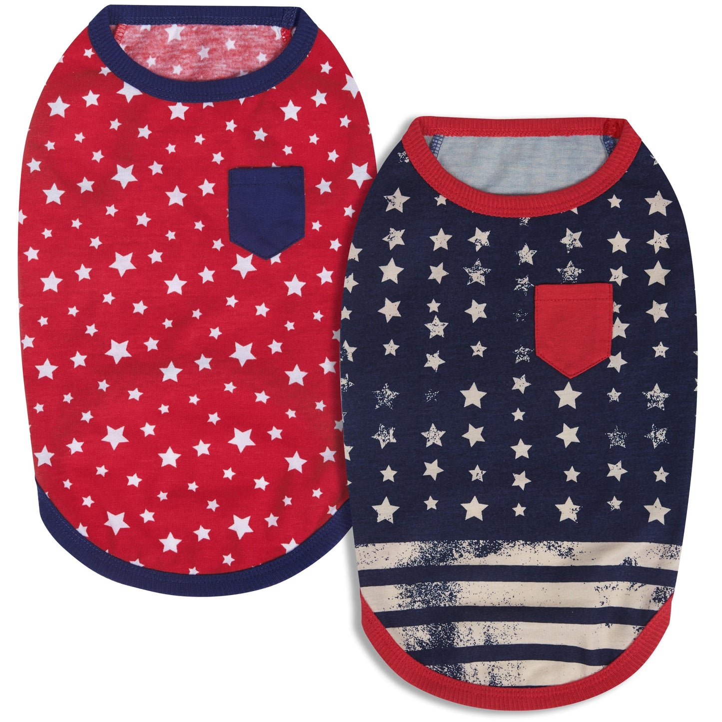 2 Style Dog T-Shirts American Flag / Forest Fun Combo 2Pack: National Pride / 10"