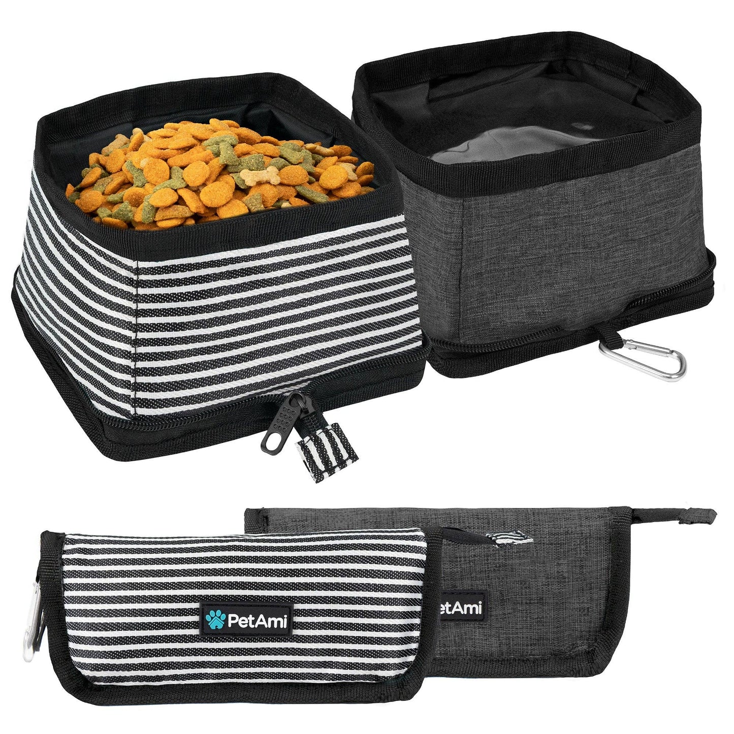 Classic Collapsible Pet Travel Bowls: Heather Purple & Charcoal / 2 Bowls - 3.5L / each