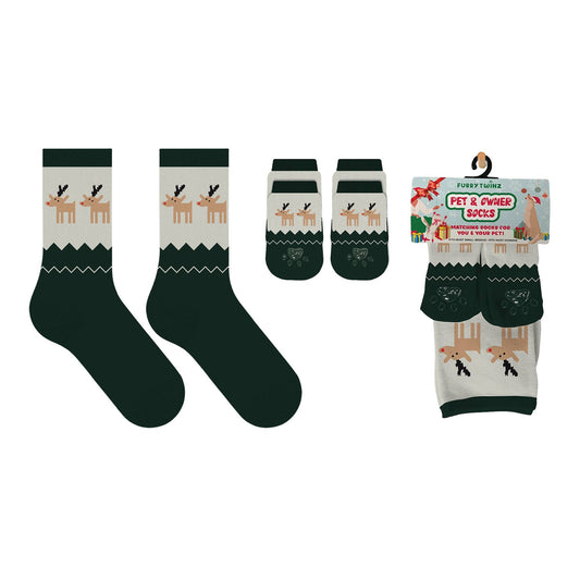 Christmas 2026 Matching Pet & Human Fun Socks - Reindeer Run