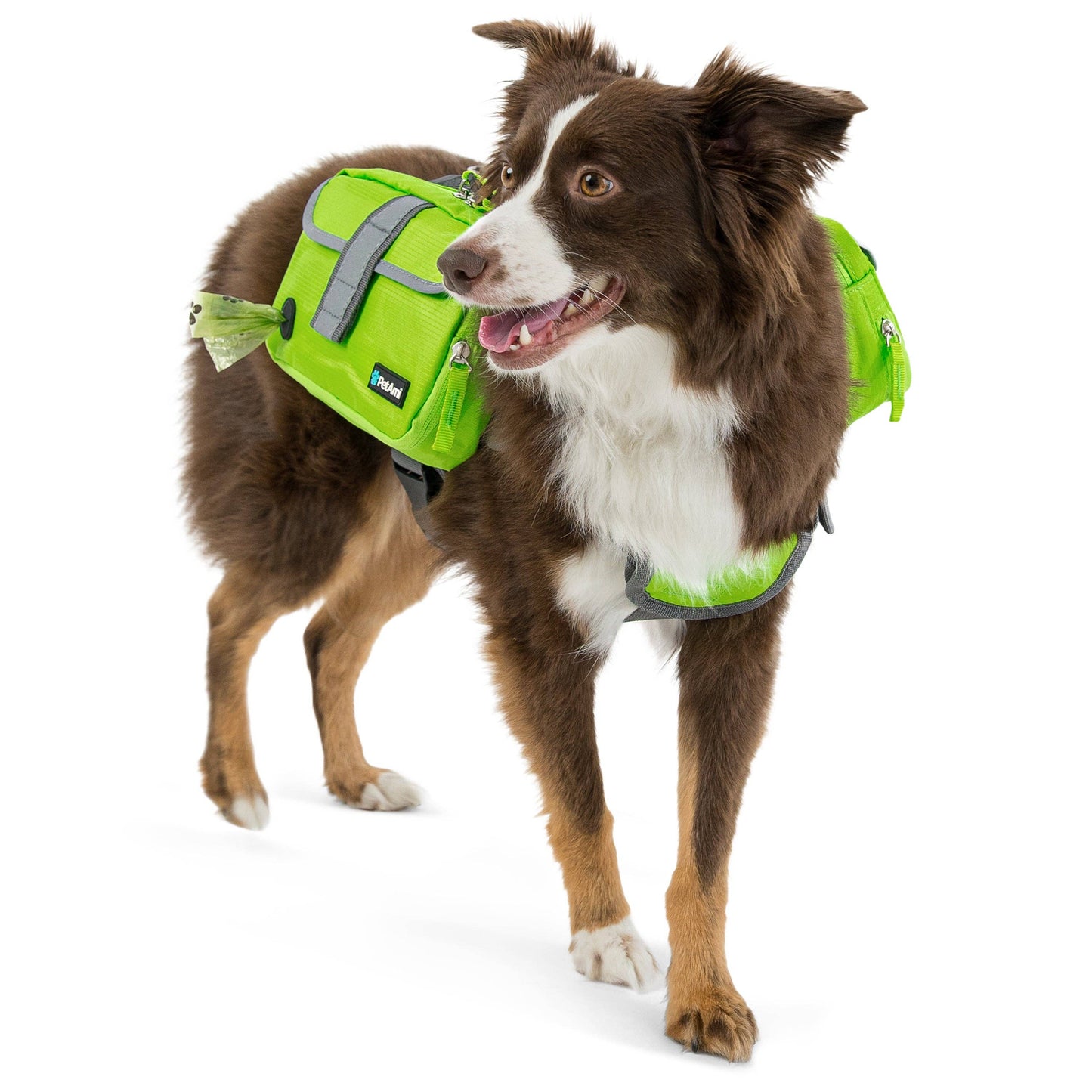 Deluxe Dog Harness Saddle Bag Backpack: Tan / Large
