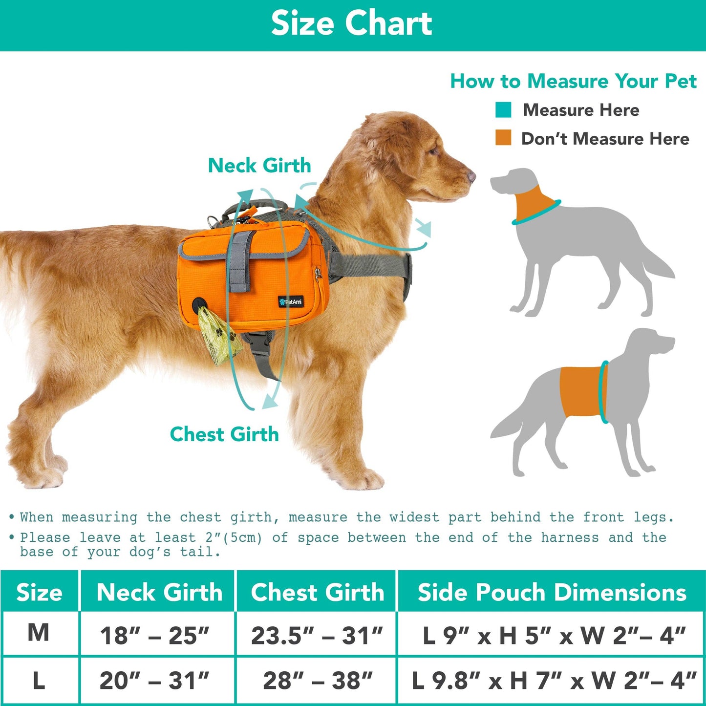 Deluxe Dog Harness Saddle Bag Backpack: Orange / Medium