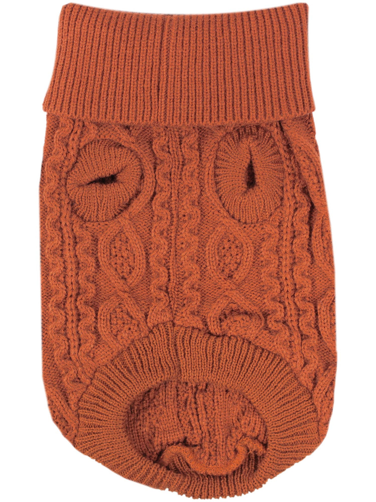 Cable Knit Sweater Terracotta – Trendy Winter Pet Wear: XL