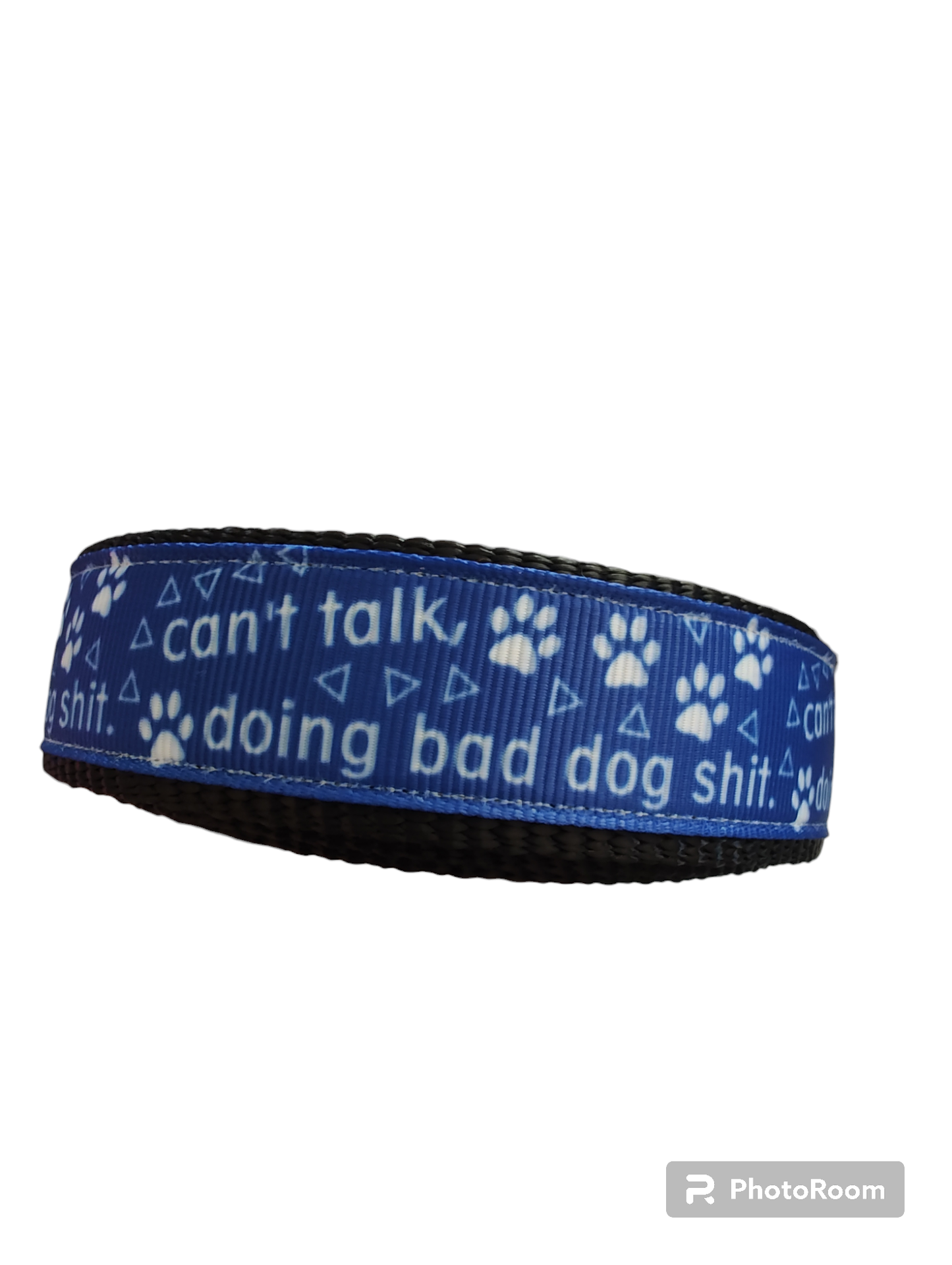 Can't Talk, Doing Bad Dog Shit Black Nylon Dog Collar MD, LG, XL, Leash: Large