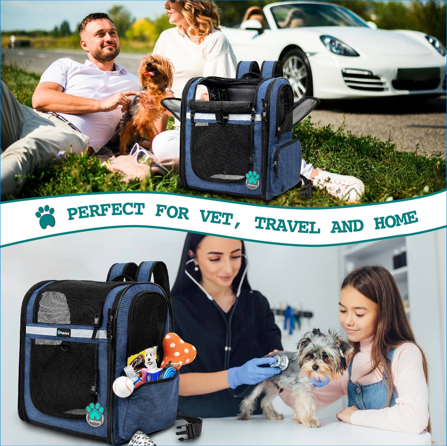 Ultimate 4 Way Entry Pet Carrier Backpack: Heather Purple / One Size - 14.5" x 11.5" x 18" (LxWxH)