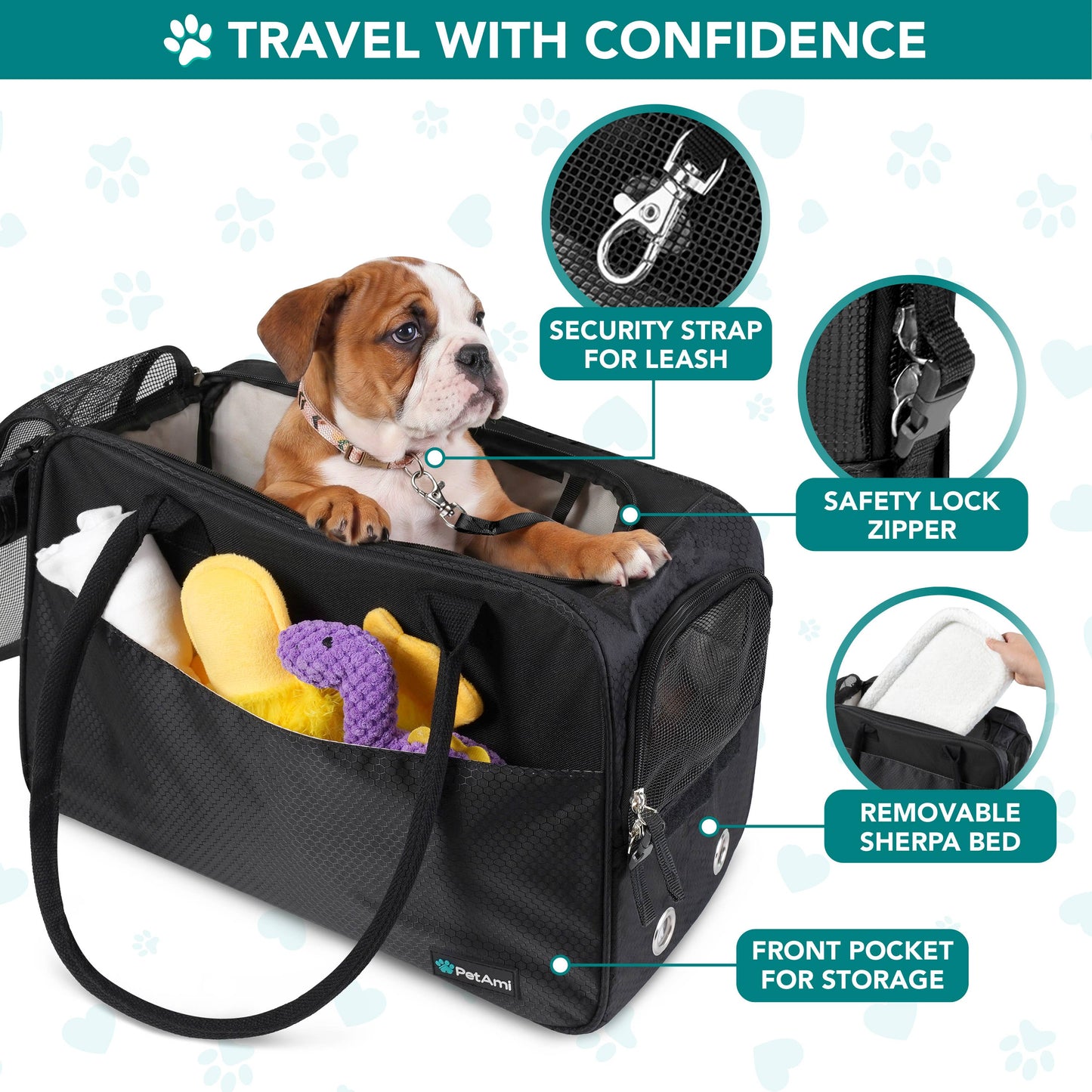 Stylish Handbag Purse Pet Carrier: Heather Turquoise / One Size - 17" x 8" x 11" (LxWxH)