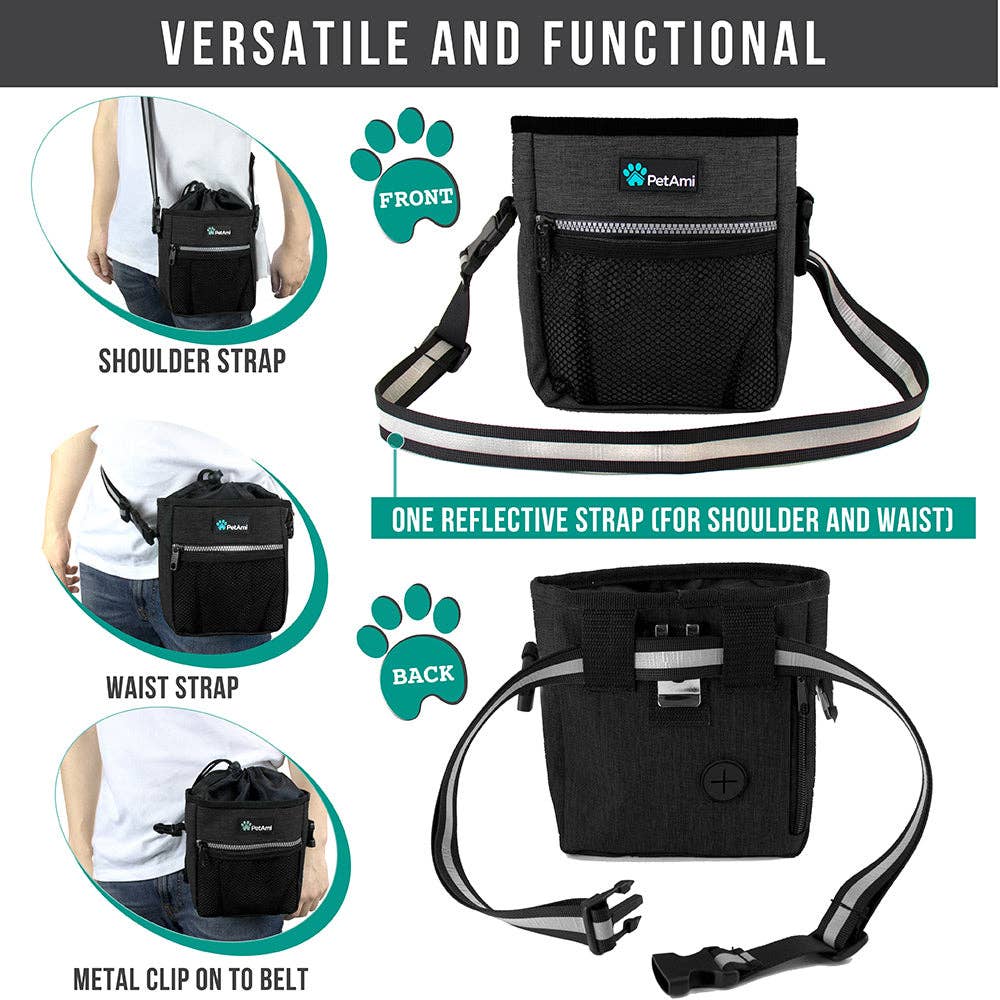 Everyday Dog Treat Training Pouch Bag: Heather Gray / One Size - 7" x 6.8" x 2.5" (LxWxH)