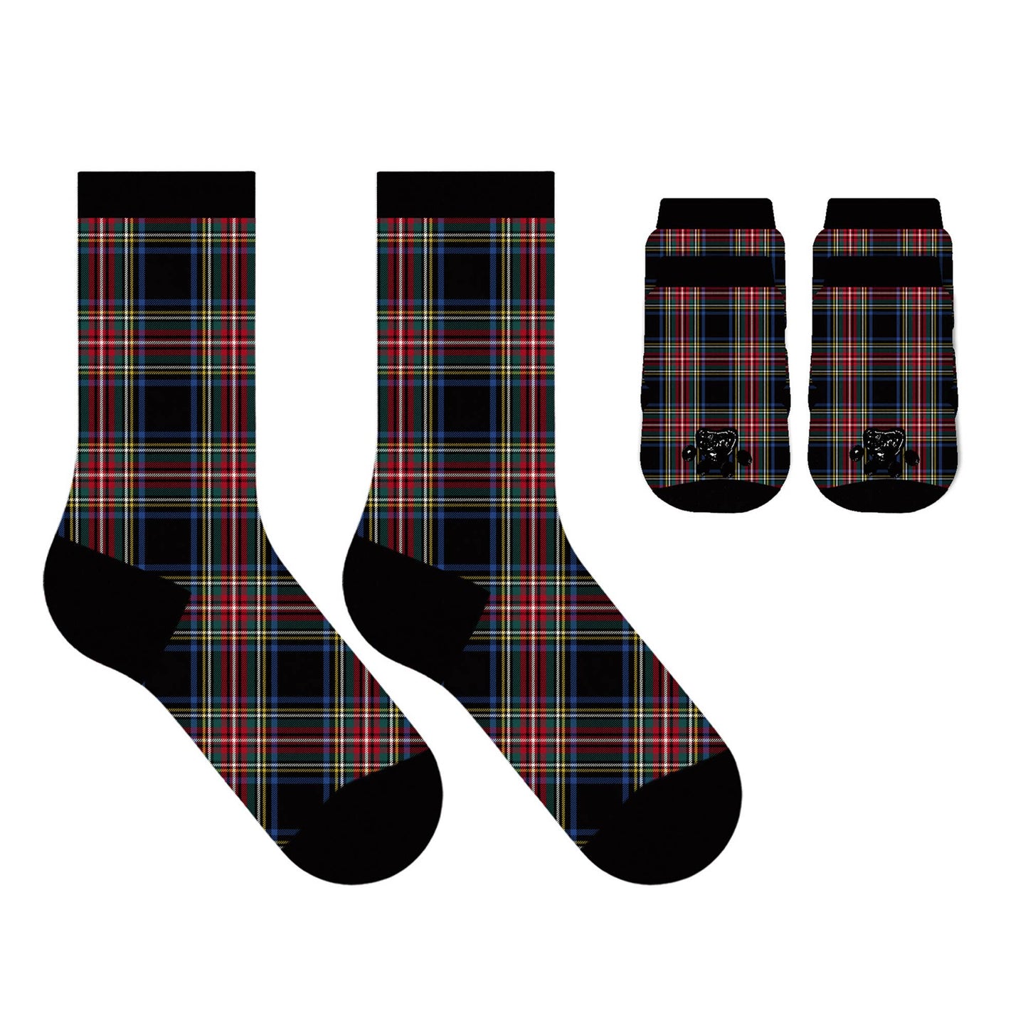 Christmas 2026 Matching Pet & Human Fun Socks - Winter Plaid
