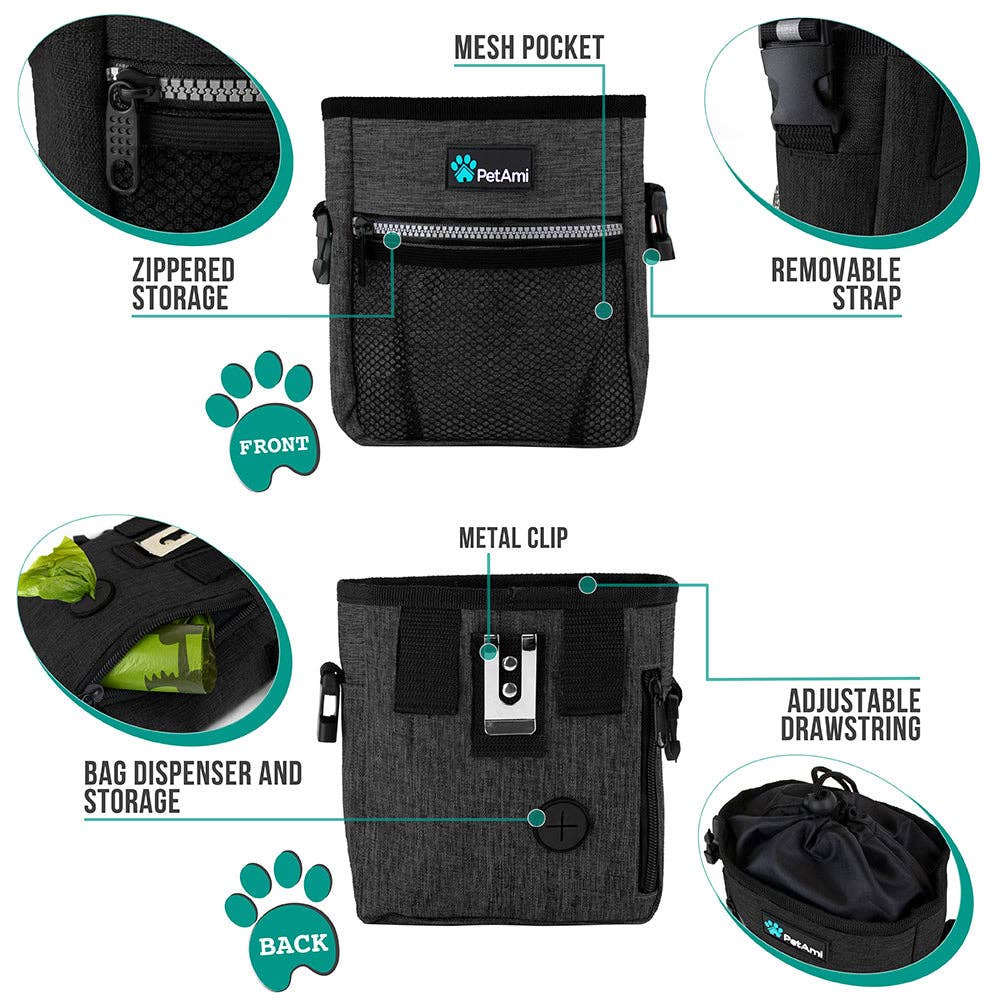 Everyday Dog Treat Training Pouch Bag: Heather Turquoise / One Size - 7" x 6.8" x 2.5" (LxWxH)