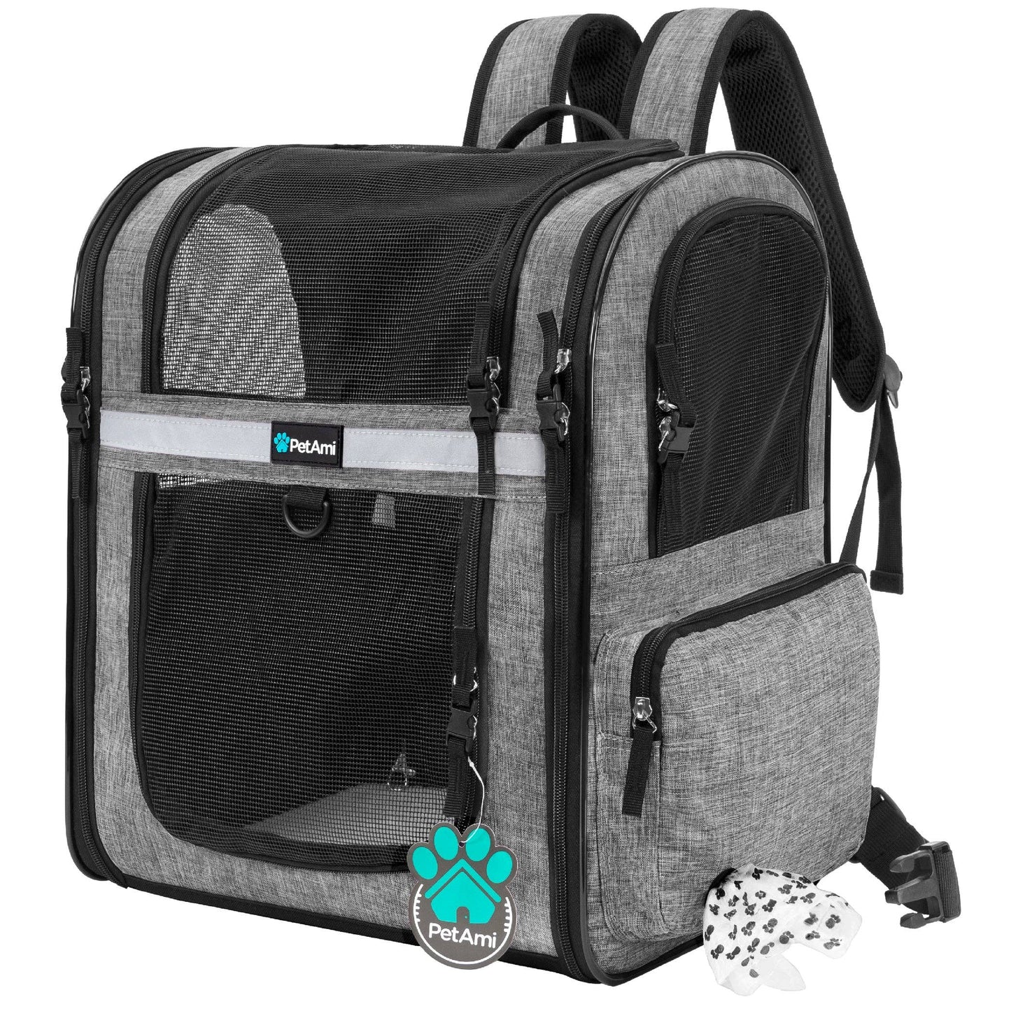 Ultimate 4 Way Entry Pet Carrier Backpack: Heather Purple / One Size - 14.5" x 11.5" x 18" (LxWxH)