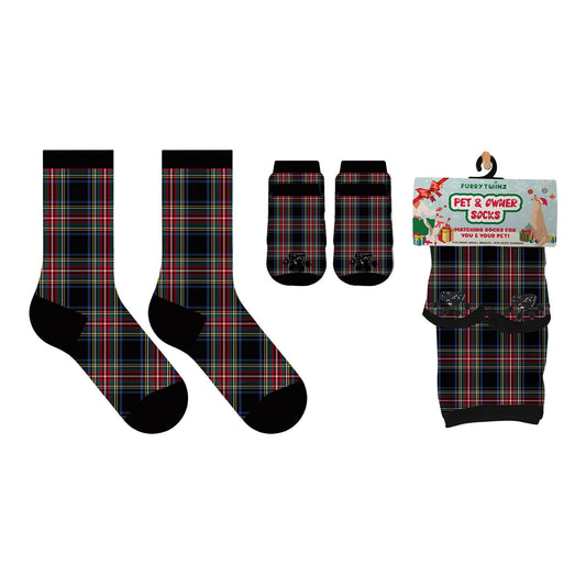 Christmas 2026 Matching Pet & Human Fun Socks - Winter Plaid