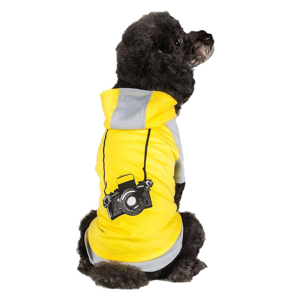 Camera Dog Hoodie: Yellow Camera / 14"