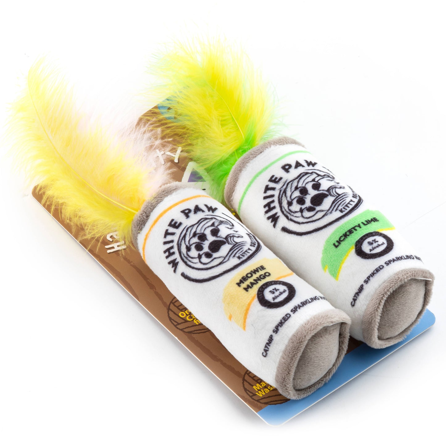White Paw Catnip Toys with Feathers