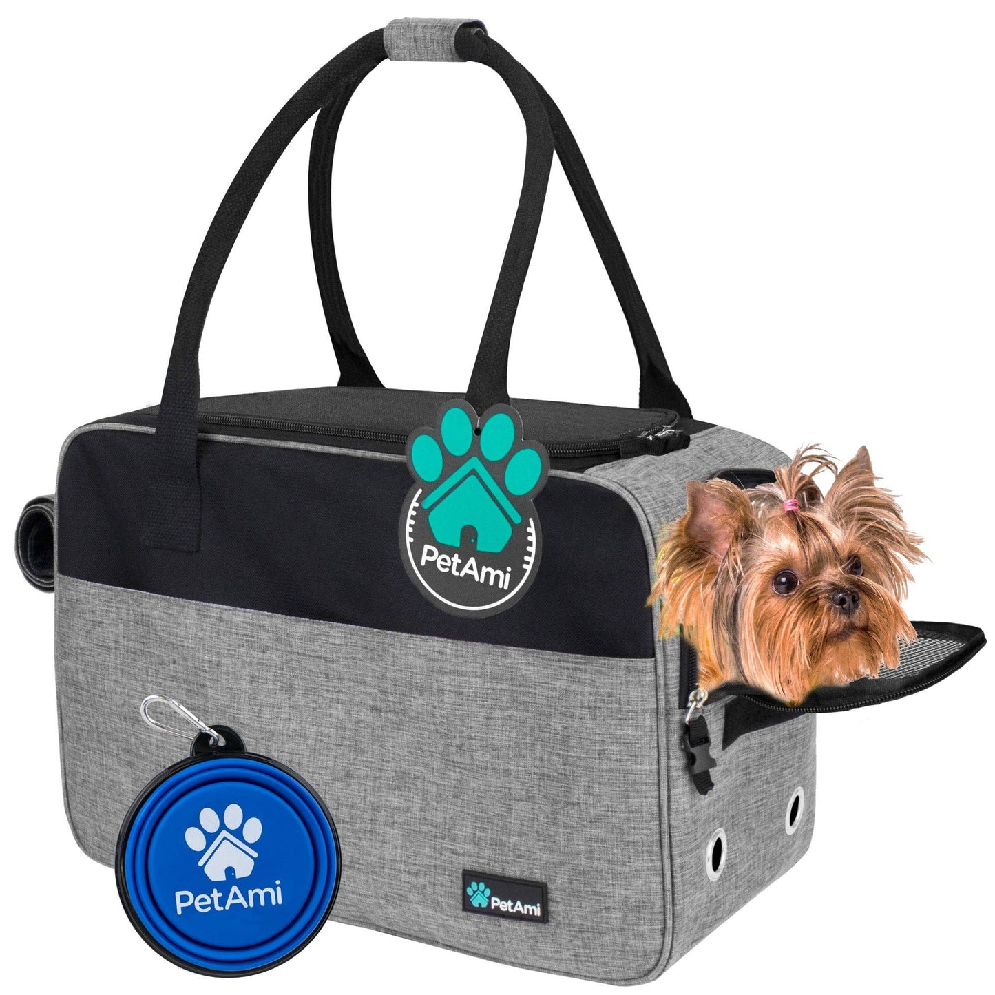 Stylish Handbag Purse Pet Carrier: Heather Gray / One Size - 17" x 8" x 11" (LxWxH)