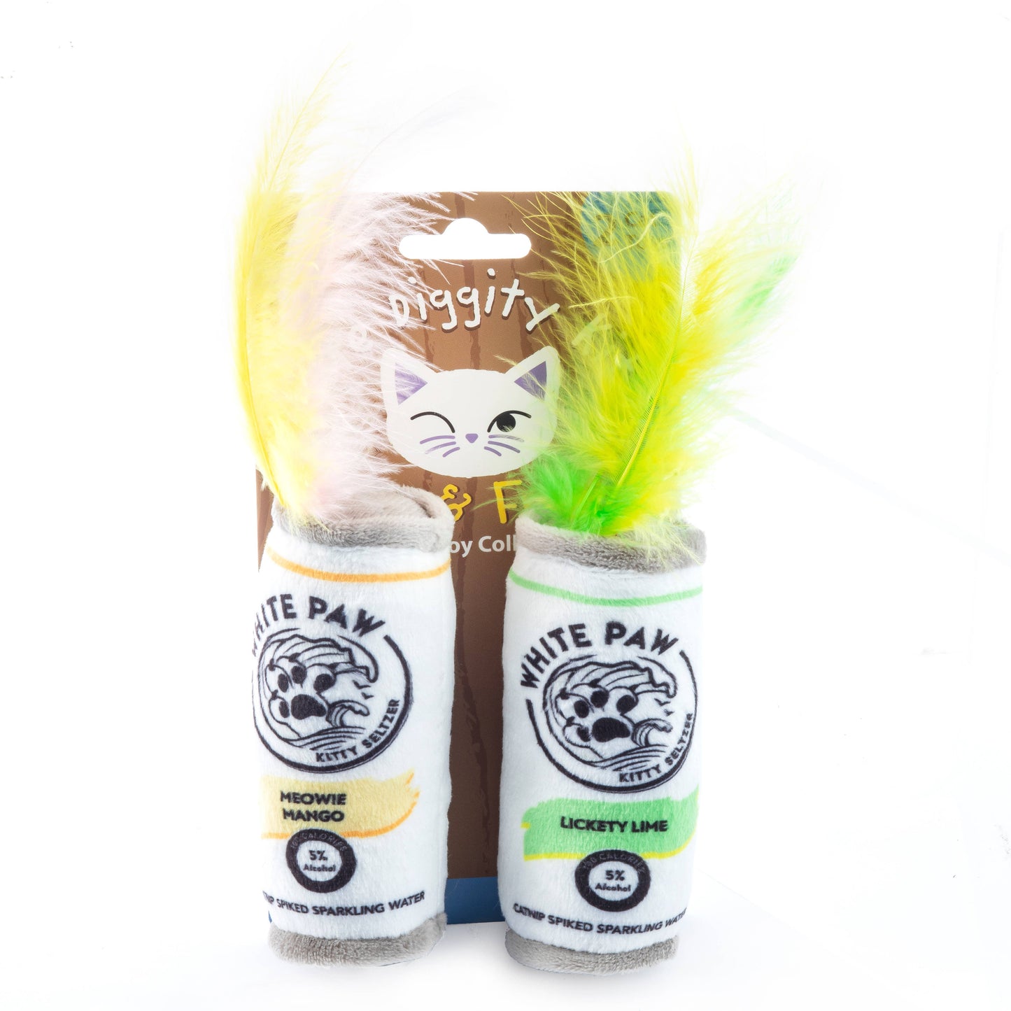 White Paw Catnip Toys with Feathers