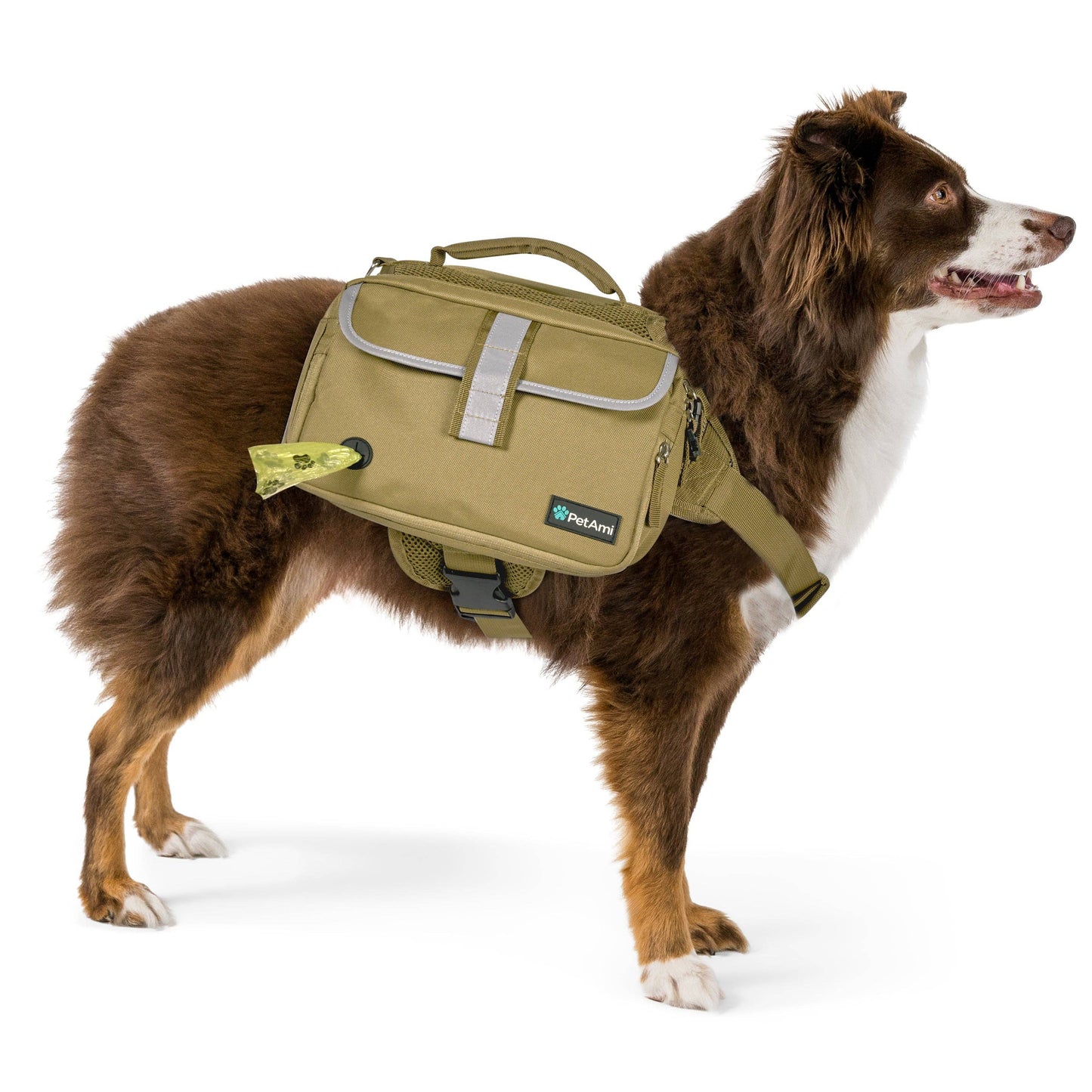 Deluxe Dog Harness Saddle Bag Backpack: Orange / Large